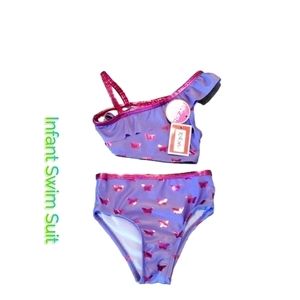 💛🩷 INFANT Swim Suit 💛 New! Butterfly Purple Tankini With 40+UV Sunblock Wear